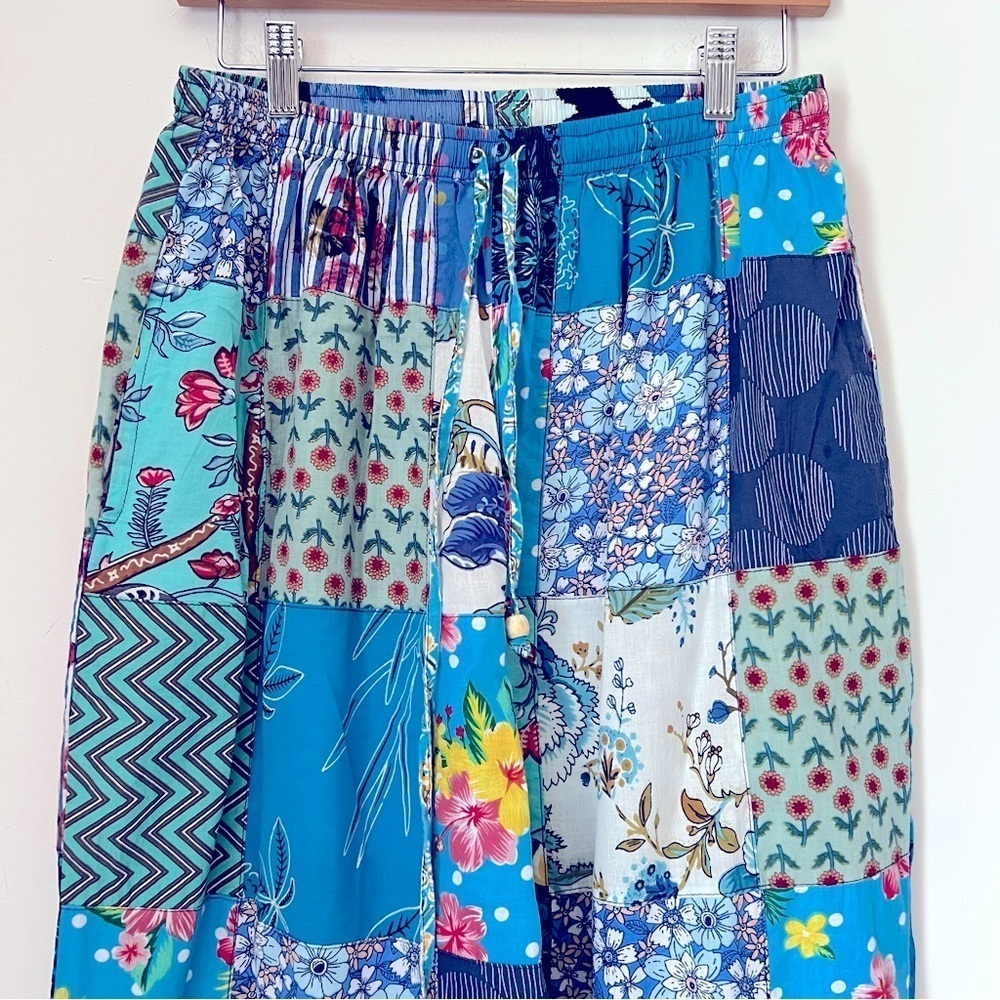 Rahab's Rope Bohemian Patchwork Wide-Leg Baggy Pants Colorful Summer - Picture 3 of 13